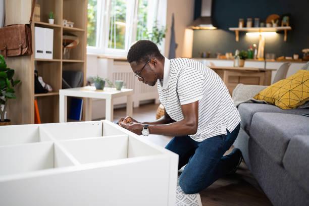 Person assembling furniture